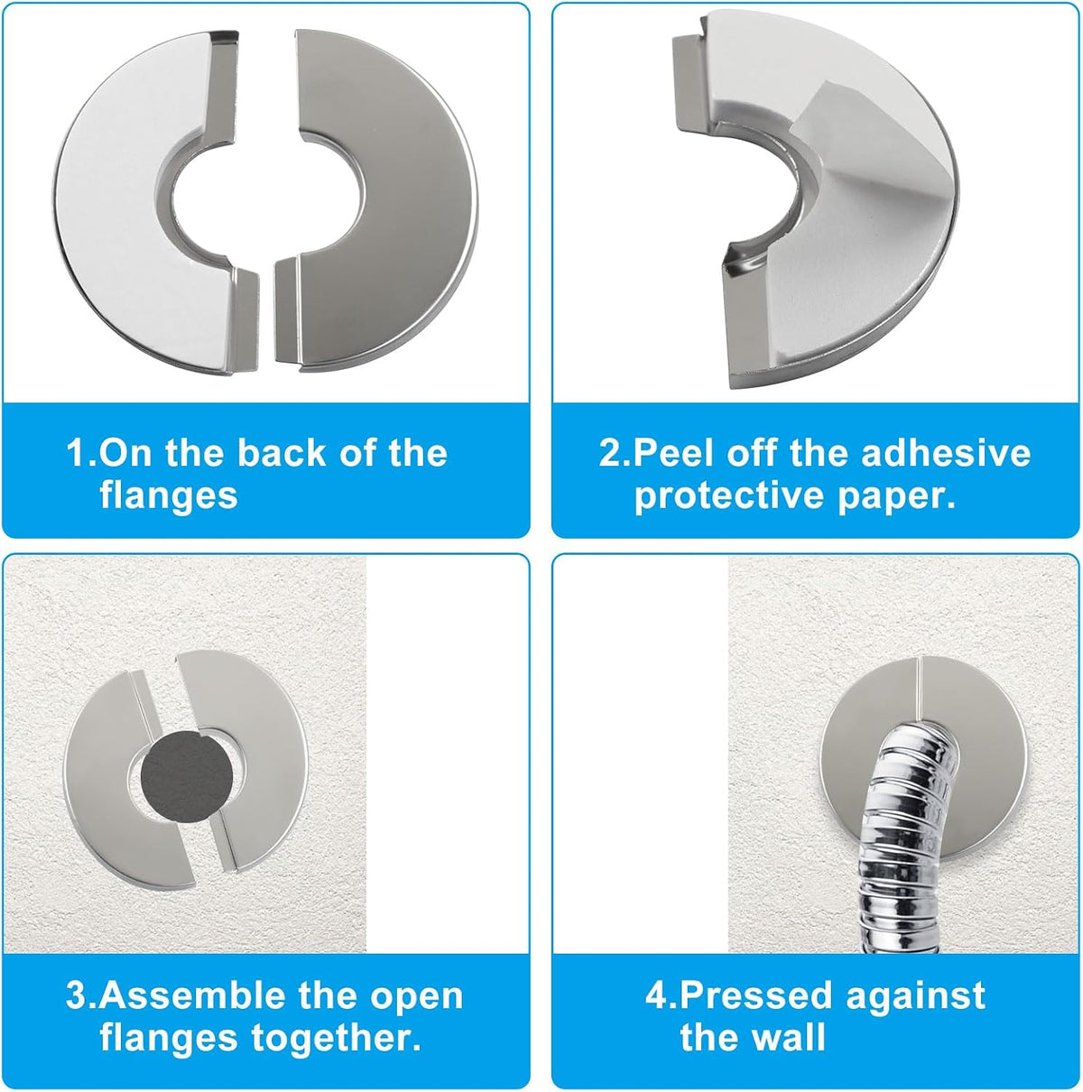 BokWin 4 Pack 0.87 inch/22mm ID Wall Split Flange