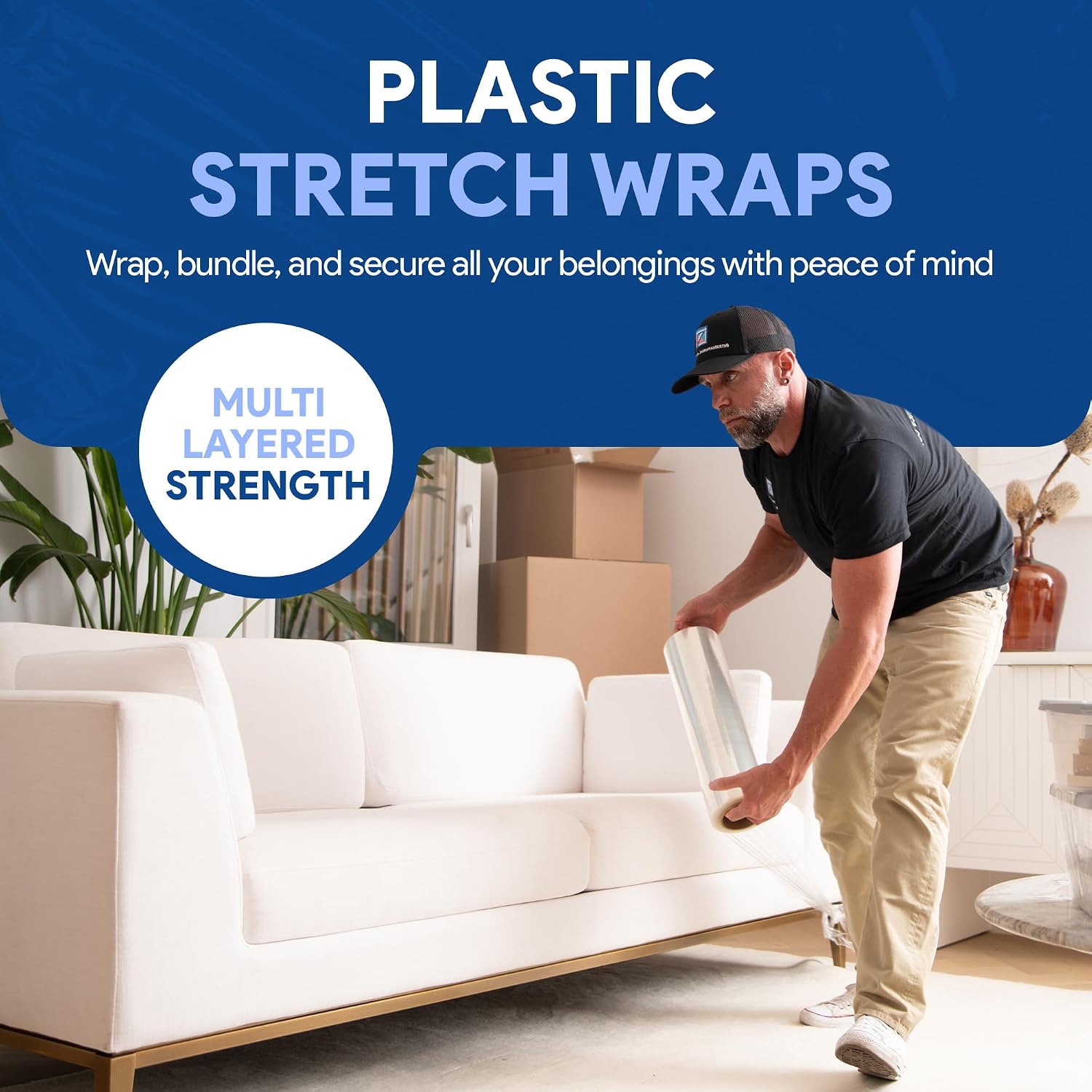 18" Plastic Stretch Film Wrap 1200 feet 500% Stretch Ability