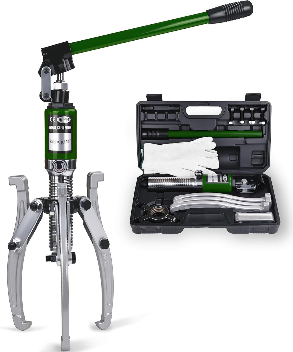 10-Ton Hydraulic Gear Puller with 2 & 3 Jaw 10" Reach
