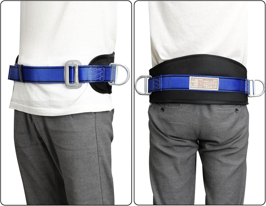 Trsmima Safety Climbing Harness Belt - Positioning Climbing Belt with Waist Pad and 2 D Rings, Personal Portable