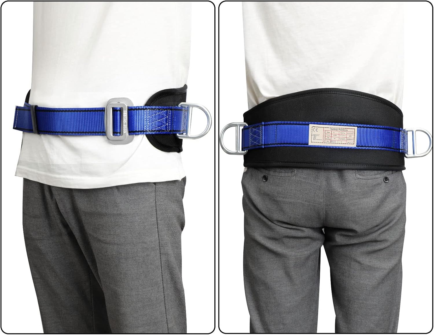 Trsmima Safety Climbing Harness Belt - Positioning Climbing Belt with Waist Pad and 2 D Rings, Personal Portable