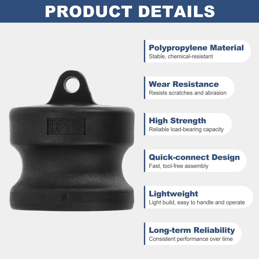 Kozelo 2Pcs Type DP 1-1/2"Poly Dust Plug Cam Lock Hose Fitting