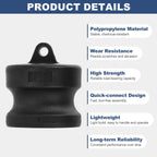 Kozelo 2Pcs Type DP 1-1/2"Poly Dust Plug Cam Lock Hose Fitting