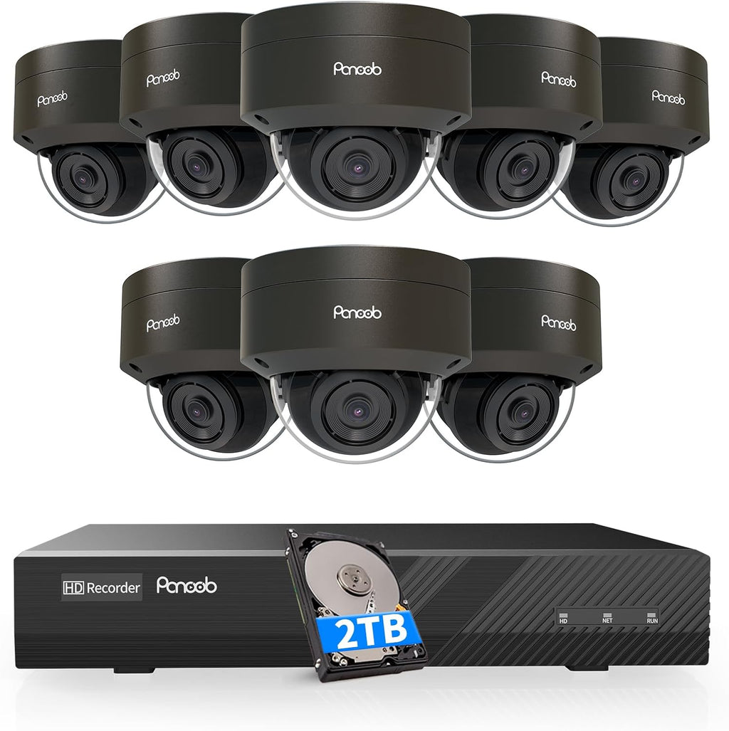 5MP Security Camera System PoE, 4K 8CH NVR 2TB HDD, PD54B0808-5M