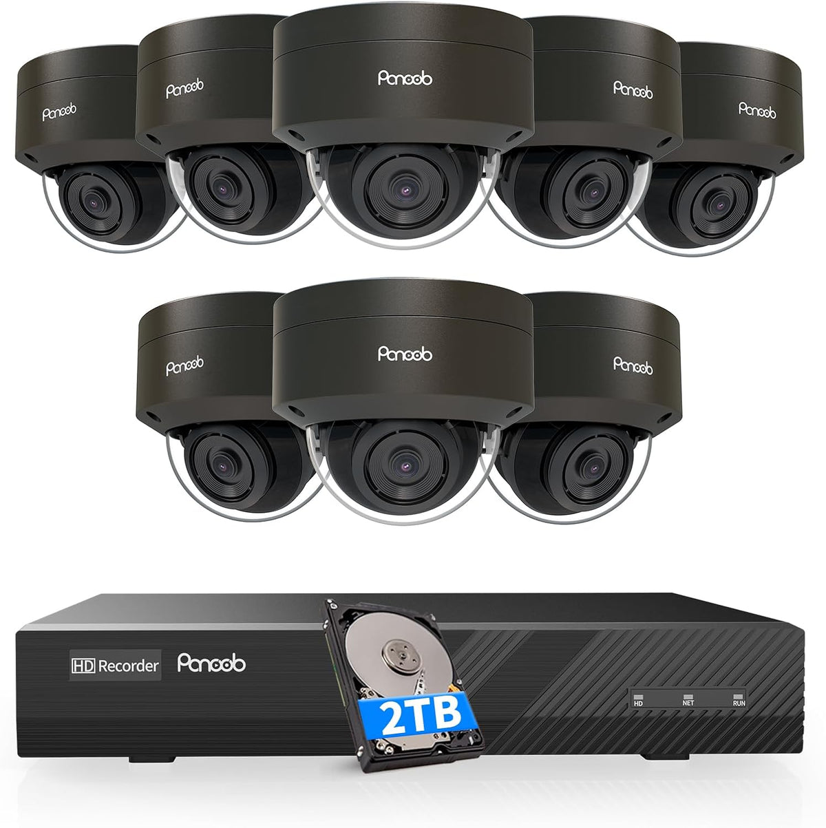 5MP Security Camera System PoE, 4K 8CH NVR 2TB HDD, PD54B0808-5M