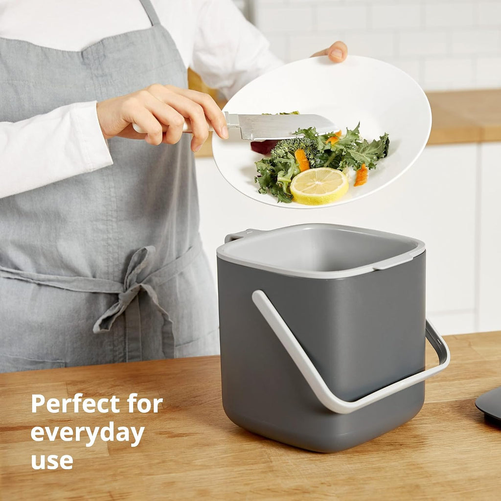Kitchen Compost Bin, 2.6L Countertop Compost Bin, Green | Odor-Tight. Filter-Free. Dishwasher Safe.