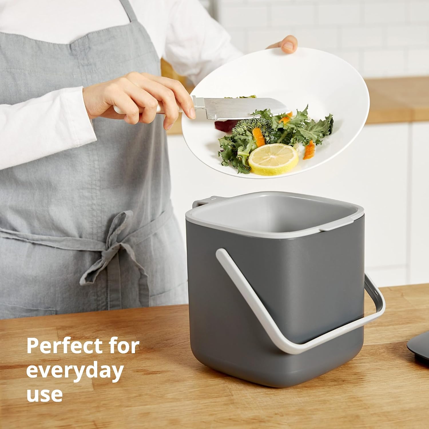 Kitchen Compost Bin, 2.6L Countertop Compost Bin, Green | Odor-Tight. Filter-Free. Dishwasher Safe.