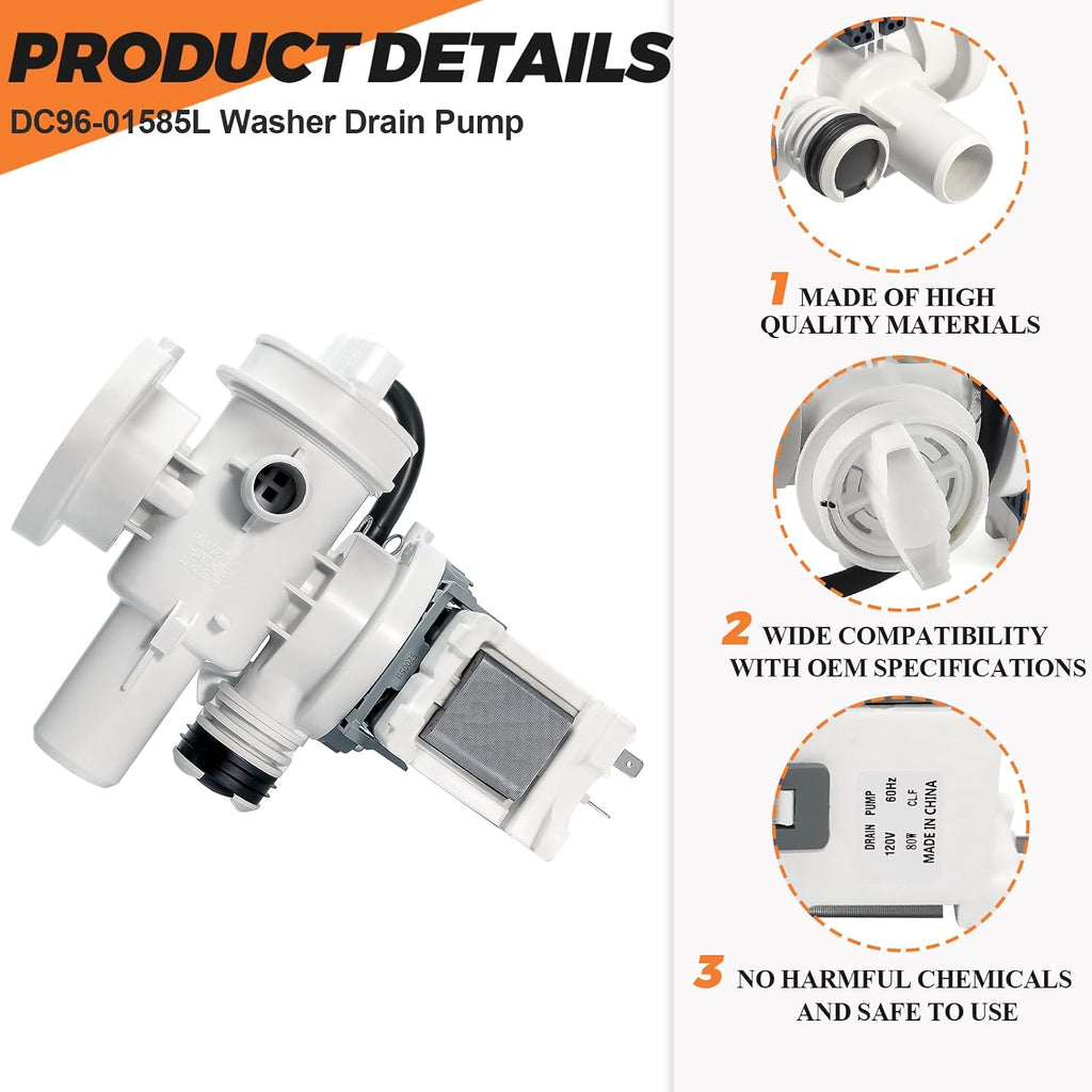 Beaquicy DC96-01585L DC97-17999M Washer Drain Pump Assembly - Replacement for 2677749 AP5582209 PS4217041 EAP4217041 Samsung Washing Machine