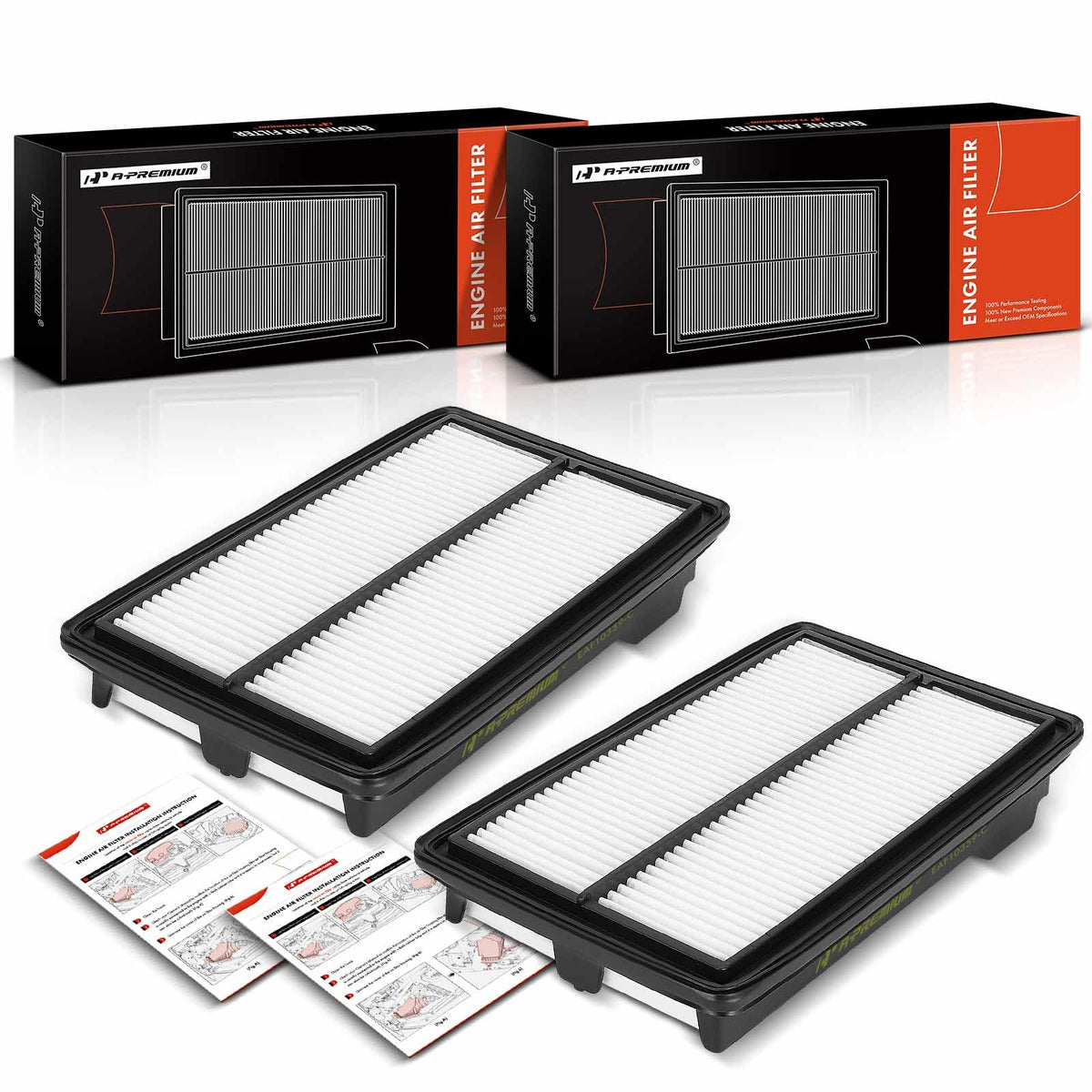 A-Premium 2-PC Engine Air Filter Compatible with Honda