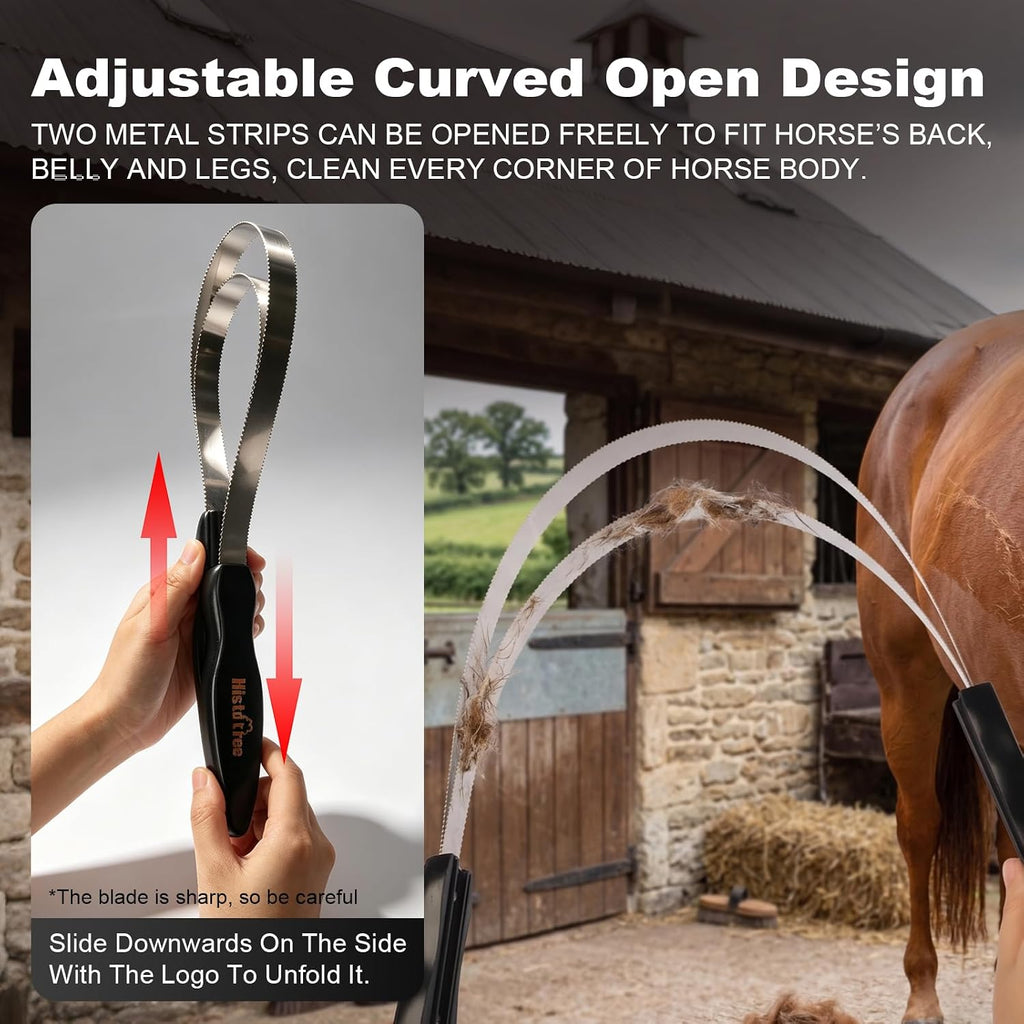 Double-Layer Metal Shedding Blade for Horses Solid Wood Handle