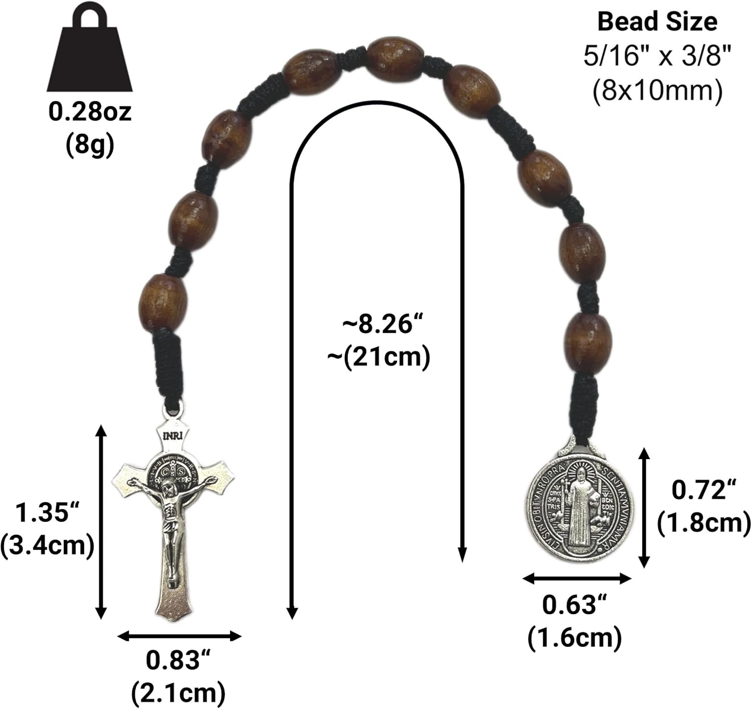 Pocket Rosary, Handmade and Blessed in the Holy Land, Prayer Beads with Saints Medal and Cross/Crucifix, Gift Pouch