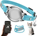 AirTag Cat Collar Breakaway, Rhinestone Collars with Air Tag Holder, Blue
