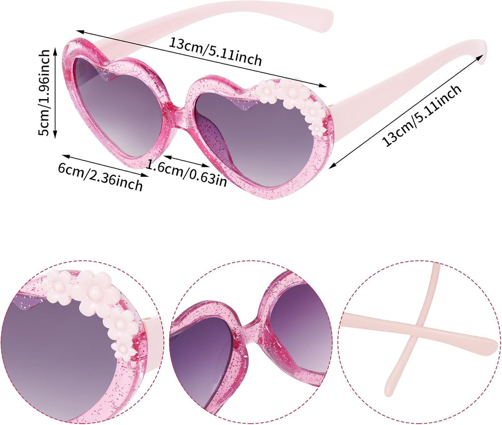 3 Pairs Cute Kids Sunglasses Multiple Shaped Glasse for Toddler Girls Age 3-12 Outdoor Beach Eyewear, UV400 Protection