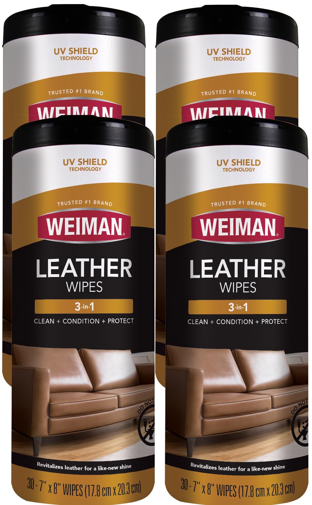 Leather Cleaner, Conditioner & Protector, 4 Pack, Car Interior