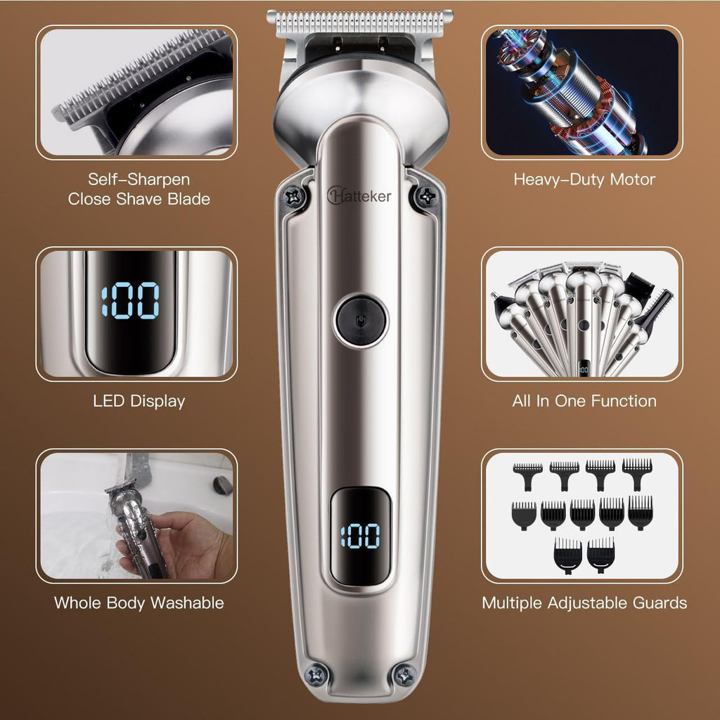 Beard Trimmer for Men, Waterproof Hair Trimmer Electric Razor, Cordless Hair Clippers Shavers for Men, Shaving Kit