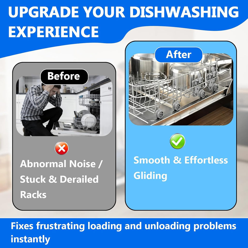 10016657 Dishwasher Extended Lower Rack Wheels Kit Fit for Bosch, 8-Pack