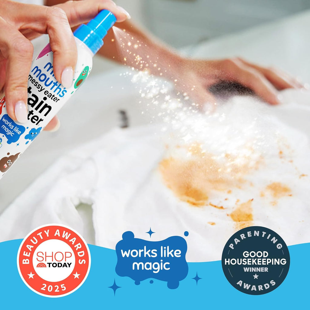 Messy Eater Stain Treater Spray - 4oz 2 Pack Stain Remover - Newborn & Baby Essentials - No Dry Cleaning Food