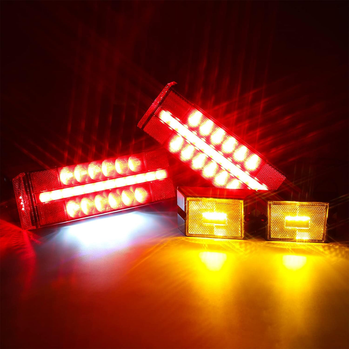 12V LED Submersible Low Profile Rectangular Trailer Light Kit