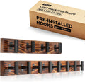 Coat Rack Wall Mount 2 Pack with 8 Pre-Installed Metal Hooks, Rustic Pine Solid Wood Coat Hanger Wall Mount for