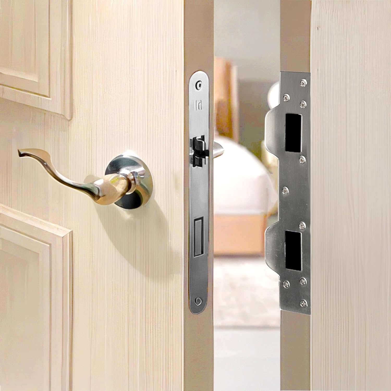 Door Strike Plate Reinforcement Plate, Front Door Strike Plate, Double Strike Plate for 5-1/2 in. Hole Centers, Heavy