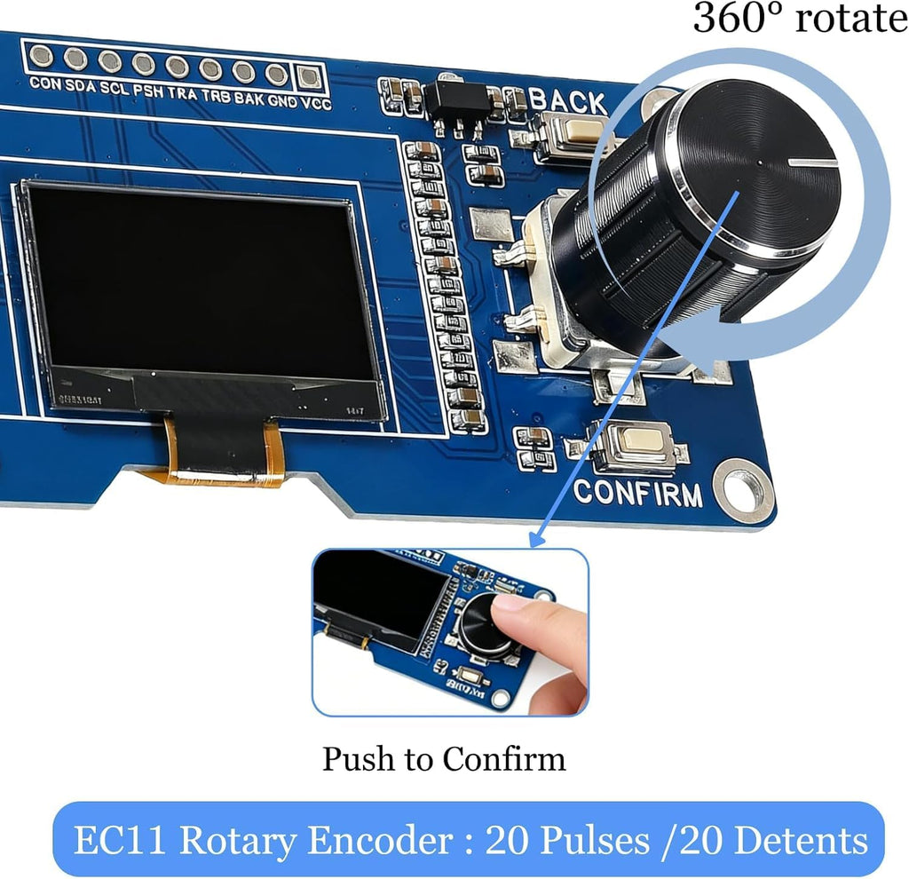4PCS 0.96 Inch OLED I2C IIC Display Module with EC11 Rotary Encoder
