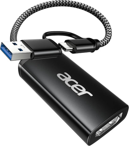 Video Capture Card HDMI to USB 3.0, 1080P 60FPS/2K 30FPS for Streaming | Plug and Play with Type-C & Type-A Ports