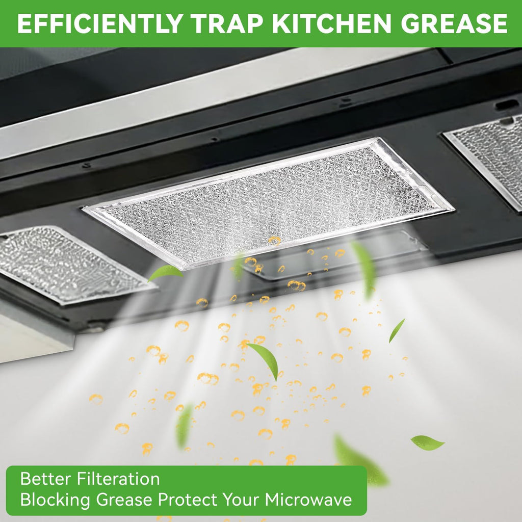 Microwave Grease Filter Replacement for WB02X35491 WB6X10359 Models, Aluminum Mesh Screen for GE, Whirlpool, Frigidaire Microwaves (7-5/8" x 5"), Microwave Vent Filter Replacement, Easy to Clean