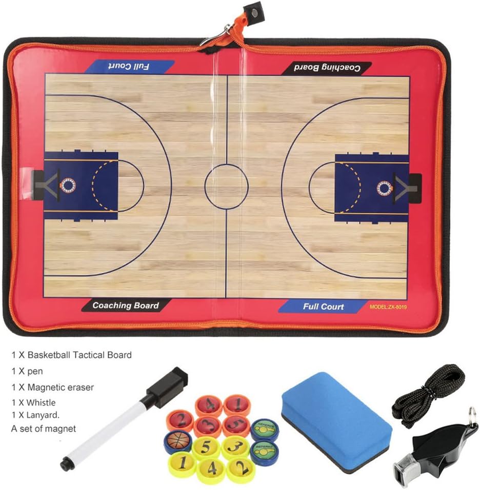 Basketball Coaching Board Strategy Tactics Clipboard with Coach Referee Whistle