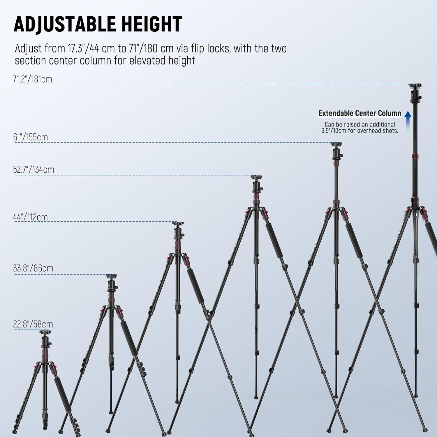 Basics Camera Tripod Monopod, 71" Aluminum Heavy Duty Portable Travel DSLR Cell Phone Stand with 360° Ball Head