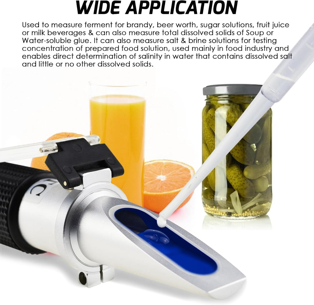 2-in-1 Brix Salinity Refractometer, Professional Brix Refractometer with ATC, and Dual Scale 0-32% Brix & 0-28%
