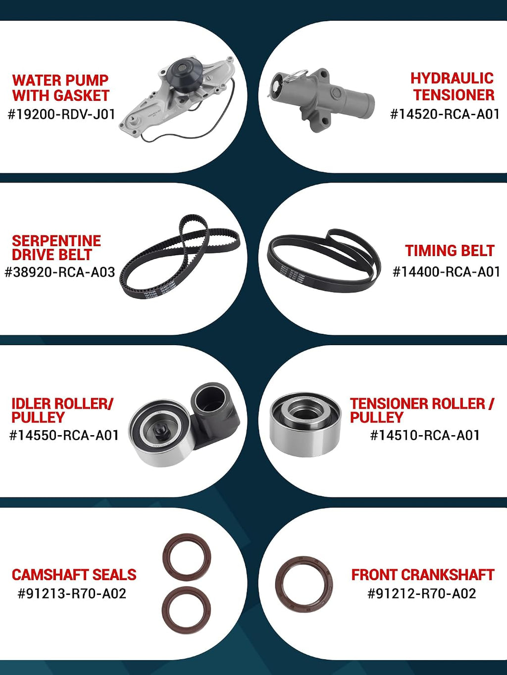 Timing Belt Kit with Water Pump Fit for 2003-2018 Accord Odyssey Pilot MDX