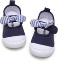 Toddler Girls Canvas Sneakers Bowknot Mary Jane Flats | Breathable and lightweight.Hook&loop closure for easy