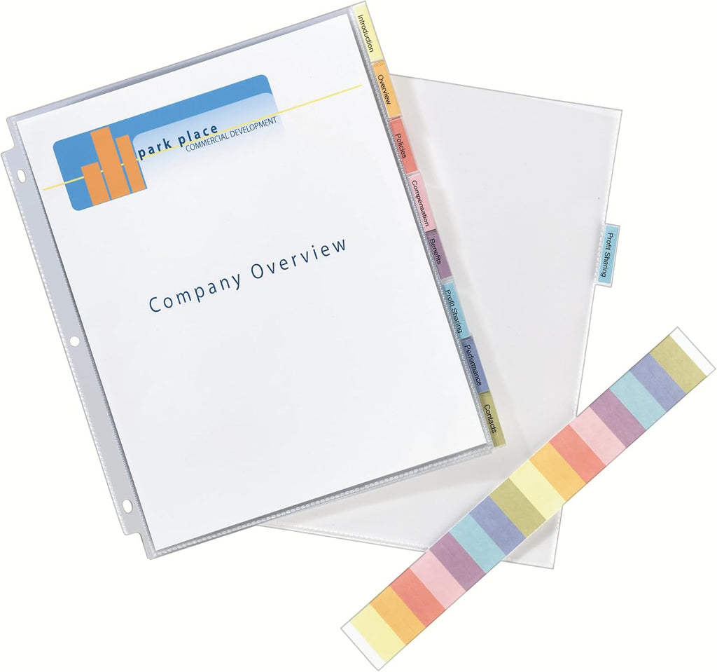 Clear Protect 'n Tab Tabbed Sheet Protector Dividers, 8-Tab Set, Top Load, 8 Page Protectors (74161)
