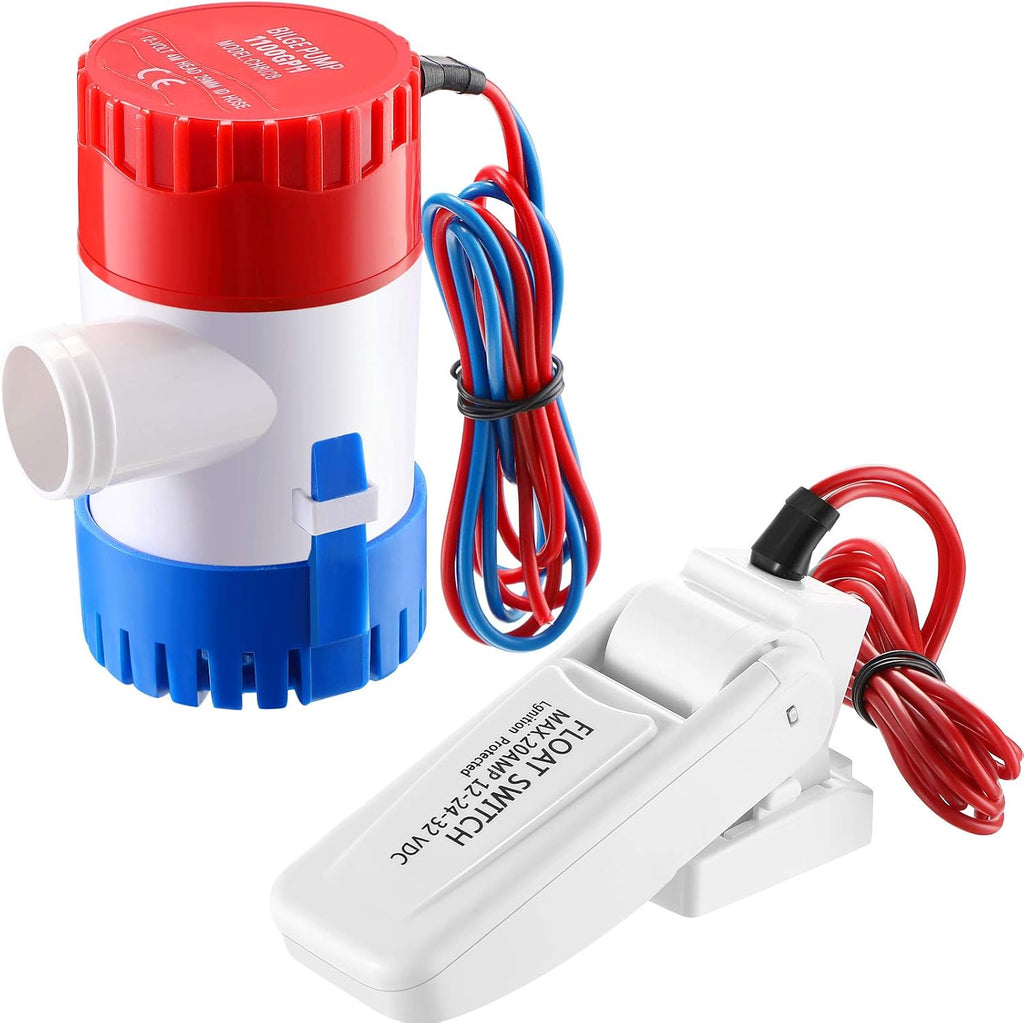 Boat Bilge Water Pump12V 1100 GPH with Float Switch for Boats, 2 Pieces