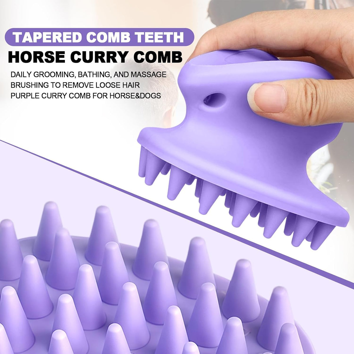 Purple Horse Curry Comb Horse Brush for Shedding&Bathing&Massage