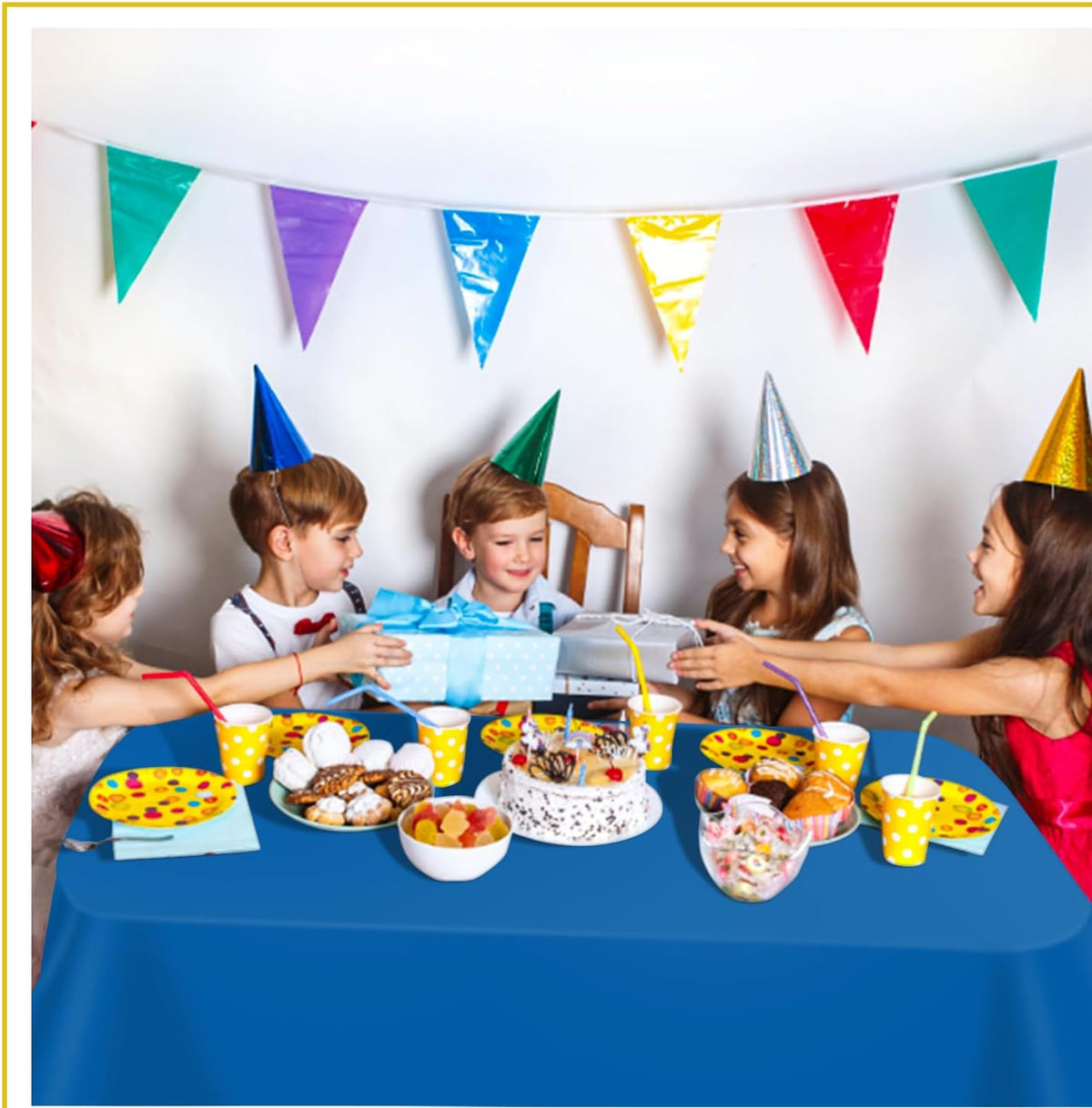Royal Blue 6 Pack Plastic Table Cloth 54" x 108", Disposable Tablecloths Rectangle Table Cover, Plastic Tablecloths
