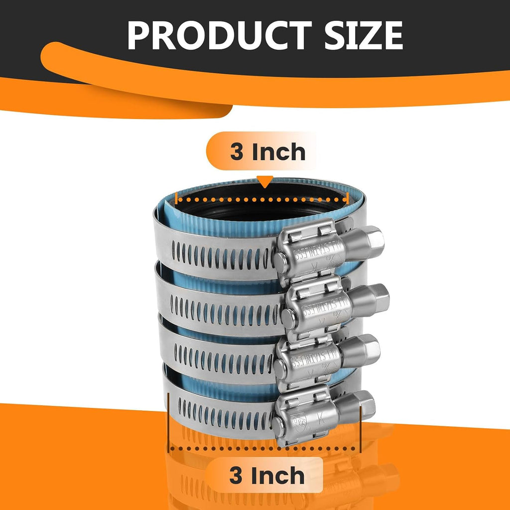1PC HeSun 3-Inch Heavy Duty No-Hub Coupling(CLAMP060-1)