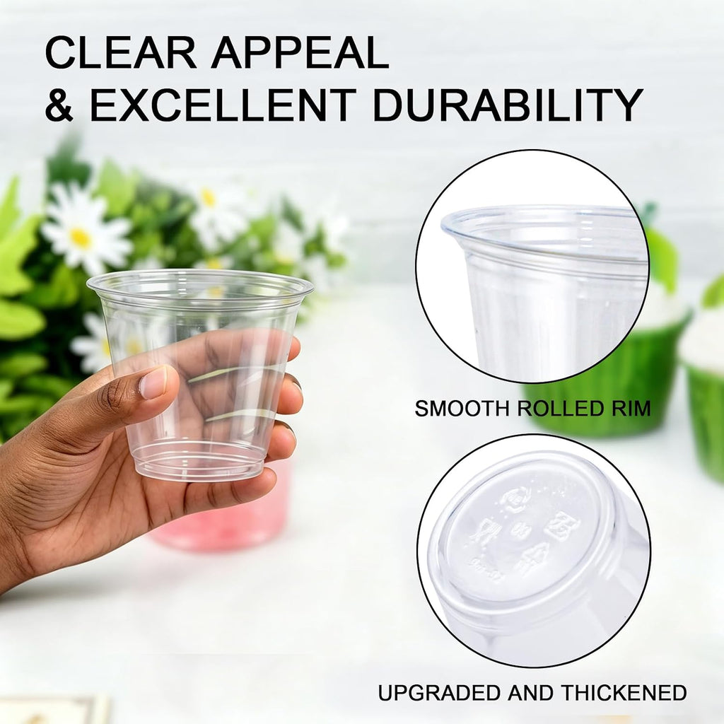 100 Pack 9 oz Clear Plastic Cups Disposable Cups