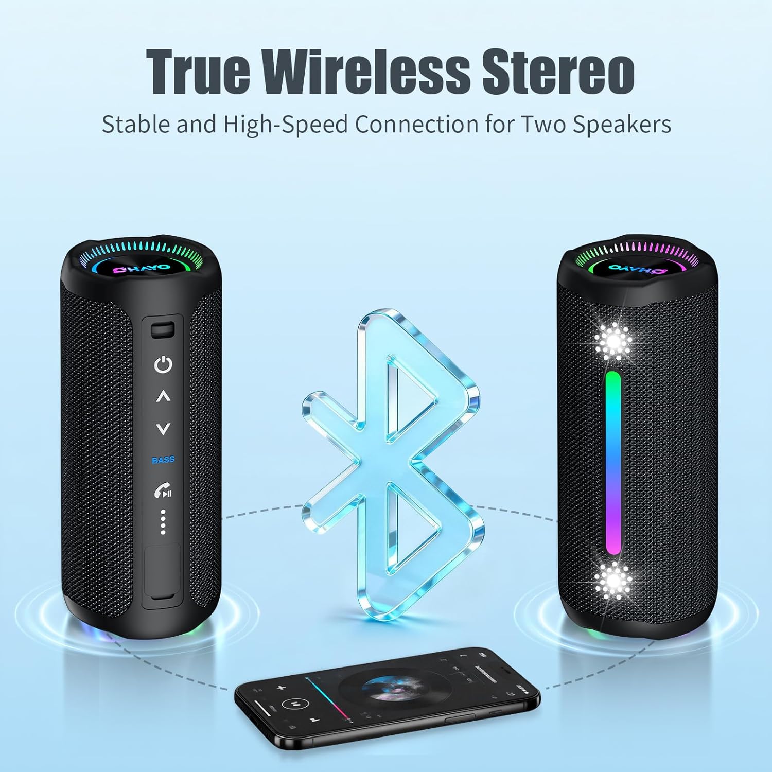 Bluetooth Speaker Wireless Loud Stereo Sound IPX7 Waterproof Outdoor Portable 25W Super Bass Speakers for Home Party