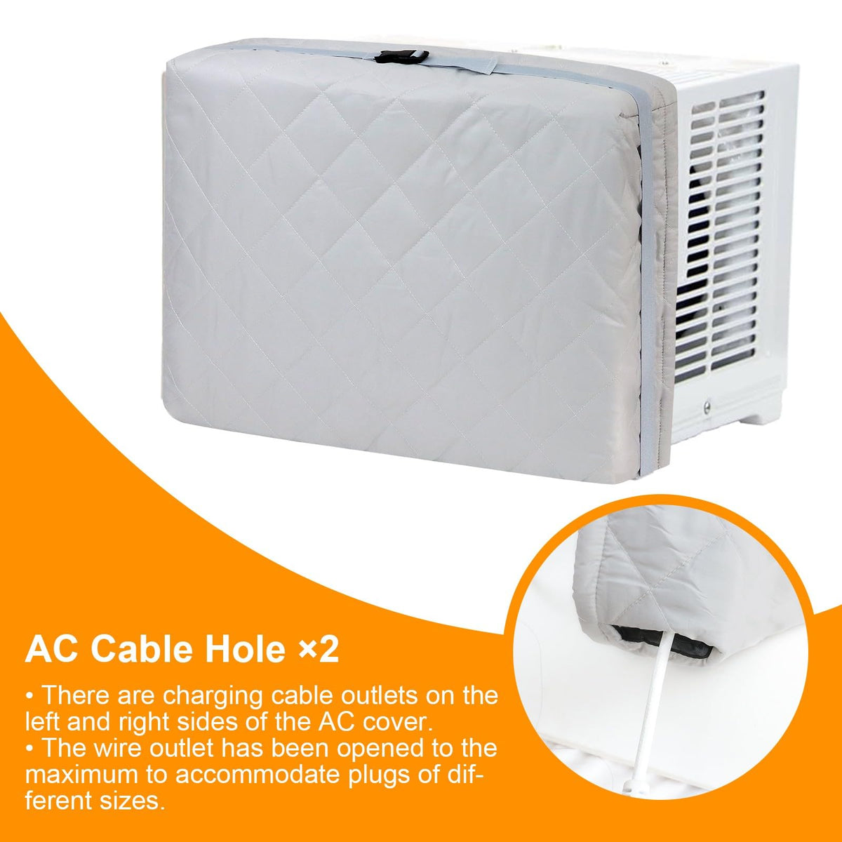 Grey Indoor AC Cover with Cotton Padding - Keep Warm & Dustproof Protective Case for Window Air Conditioners