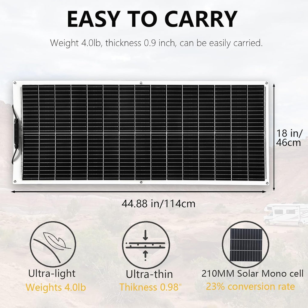 Flexible Solar Panel 200W 12V Solar System kit for RV Boat Van | High efficiency Monocrystalline