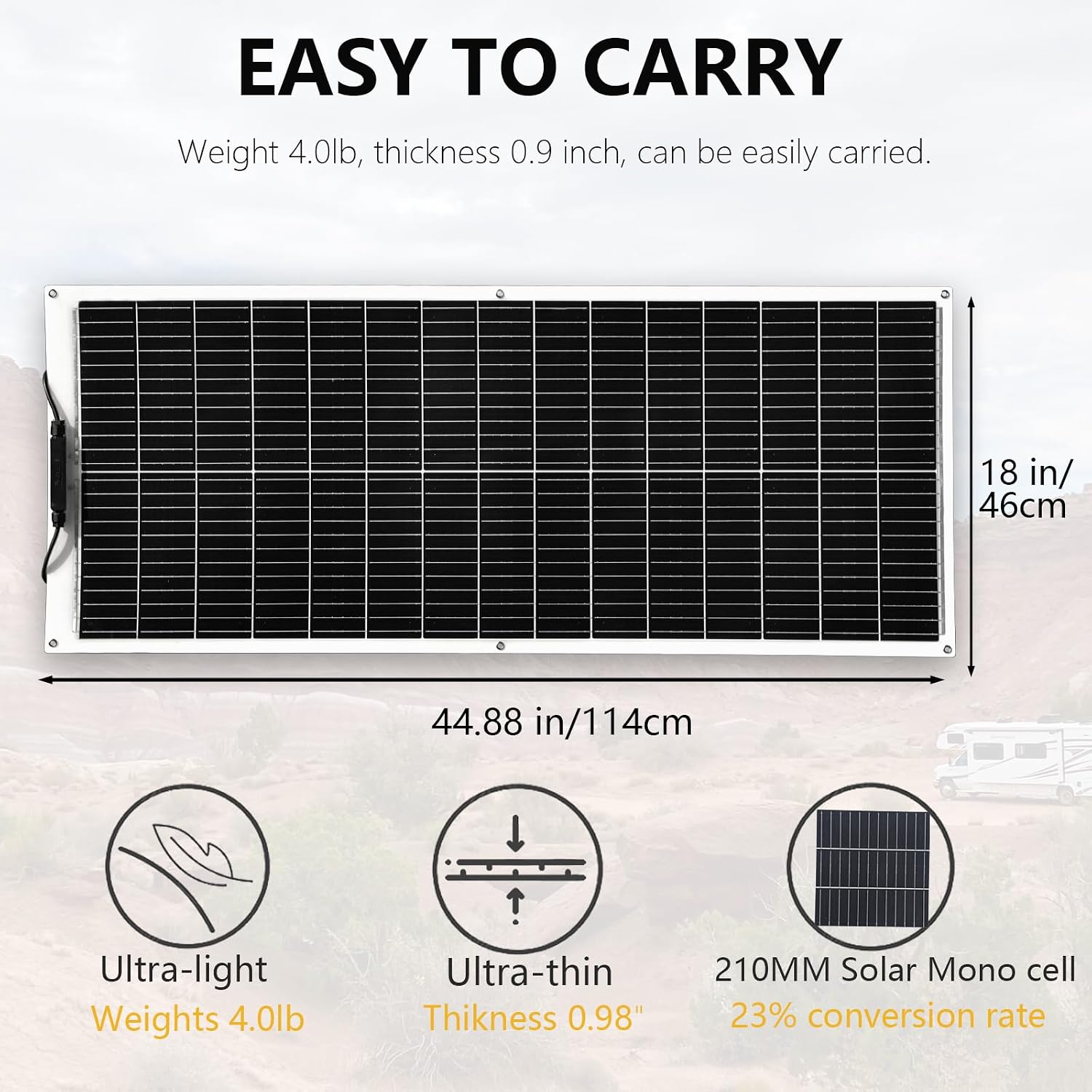 Flexible Solar Panel 200W 12V Solar System kit for RV Boat Van | High efficiency Monocrystalline