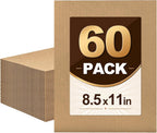60 Pack Corrugated Cardboard Sheets, 8.5in x 11in