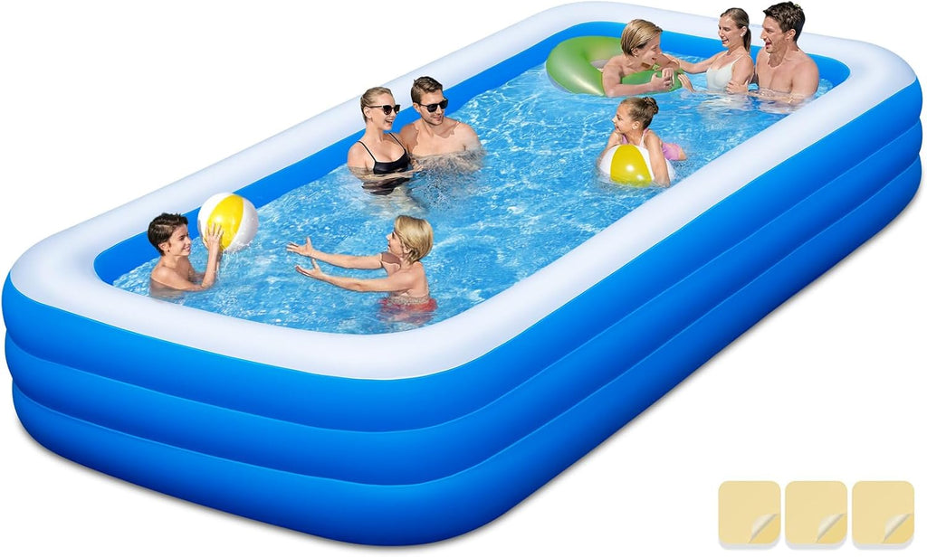 Extra Large Inflatable Swimming Pool - 145" X 74" X 22" Oversized Thickened Blow Up Pool for Kids and Adult, Kiddie