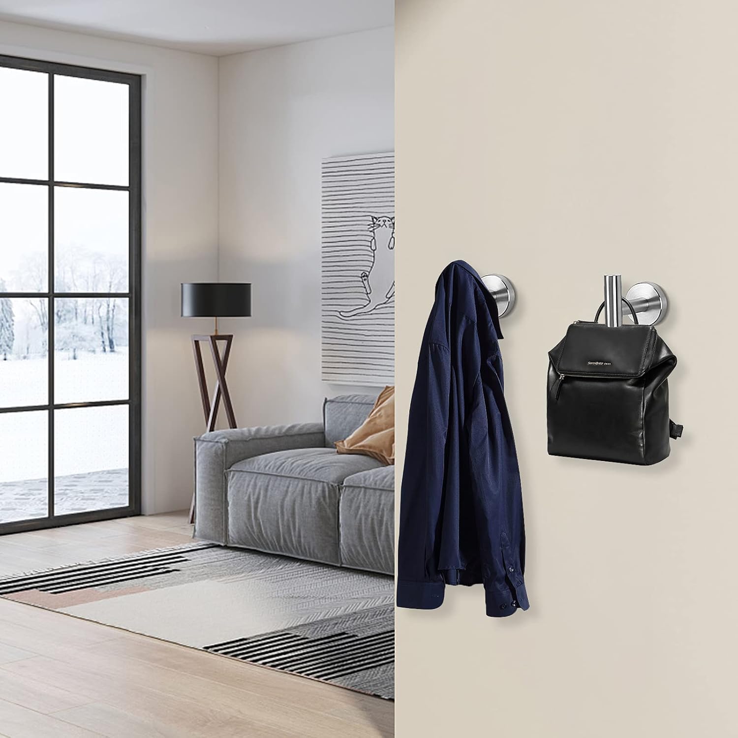 Bath Towel Hooks- SUS 304 Stainless Steel Robe Hook Holder, Heavy Duty Coat Hook for Bathroom Livingroom Hotel