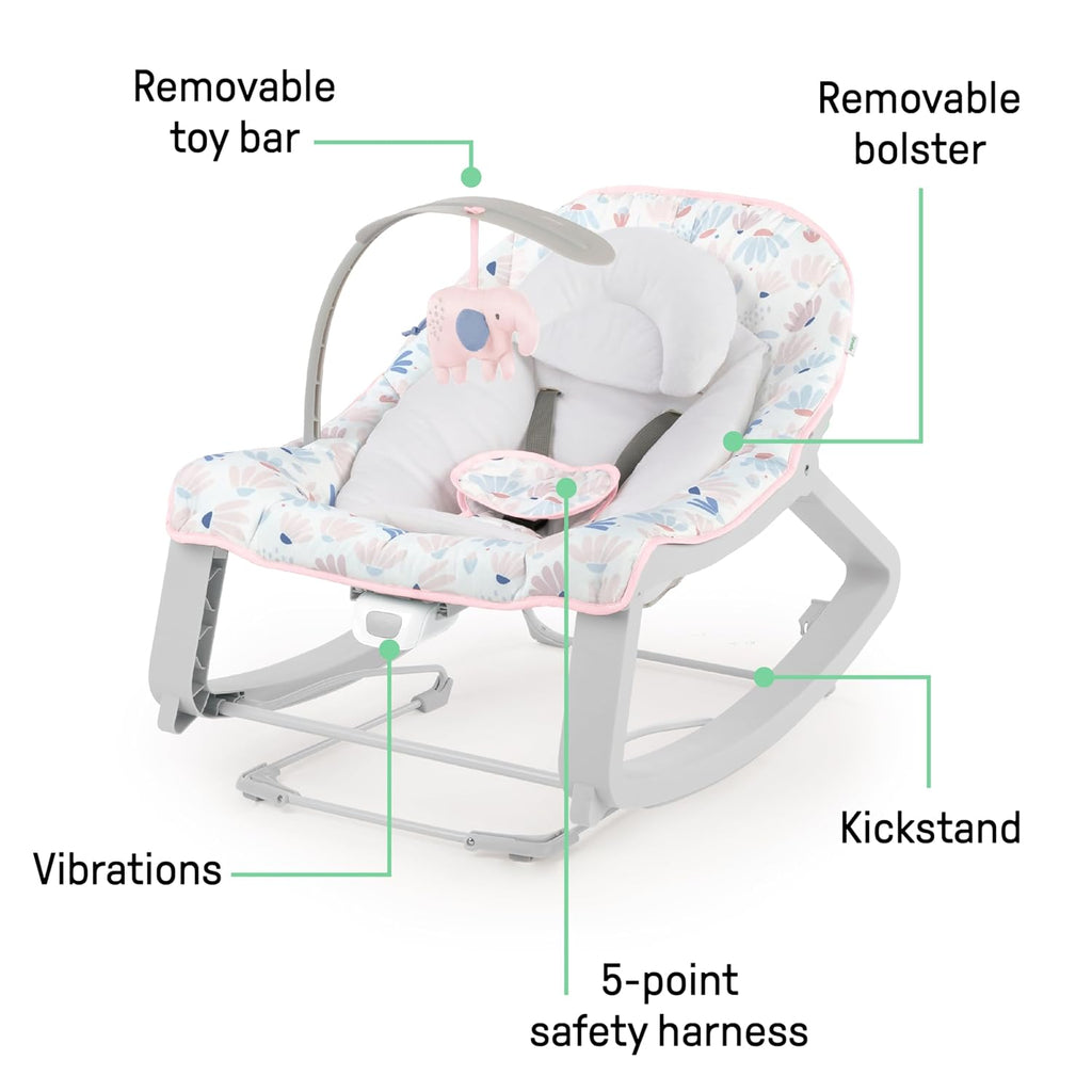 Keep Cozy 3-in-1 Grow with Me Vibrating Baby Bouncer Seat & Infant to Toddler Rocker, Vibrations & -Toy Bar, 0-30