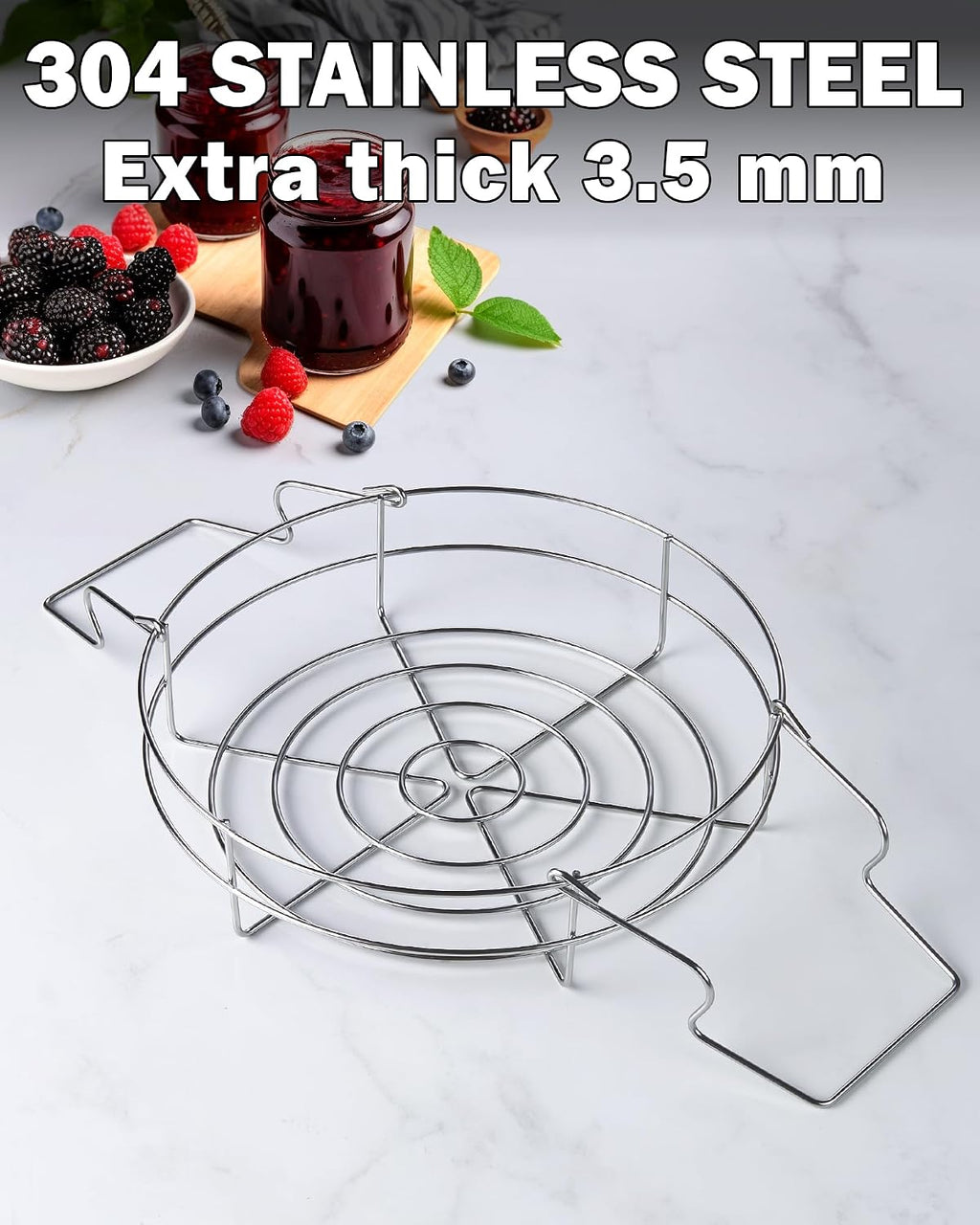 12-inch Canning Rack, 2 Pack, Stainless Steel Steamer Jar Rack Kit for Regular Wide Mouth Mason Ball Jars, Holds 8