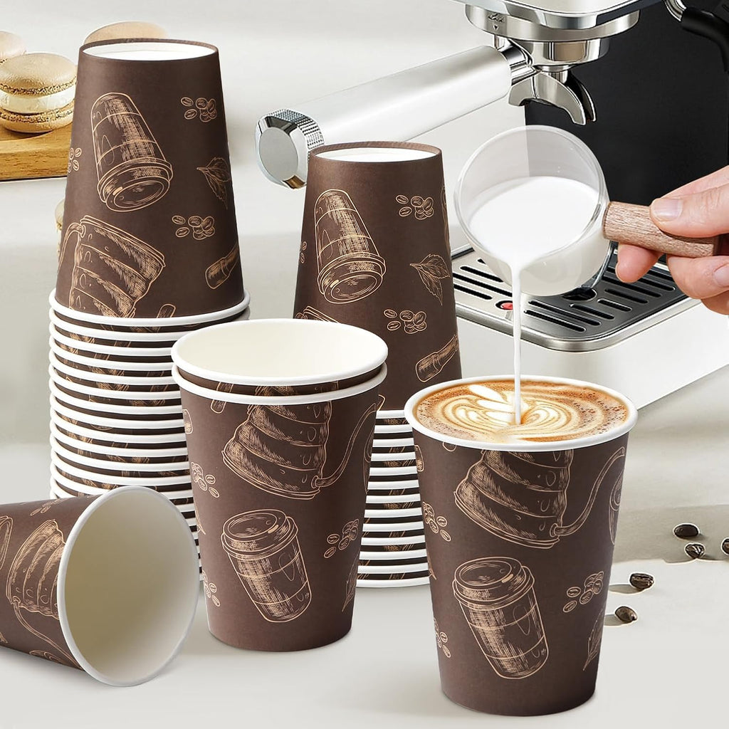 12 oz 180 Pack Coffee Cups Disposable Thickened Paper Coffee Cups