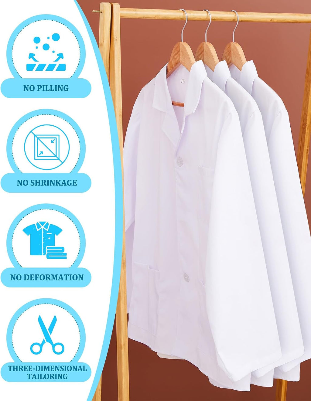 6 Pcs Short Lab Coat Bulk for Women Men with 3 Pockets Unisex White Consultation Professional Coat for Nurse Doctor