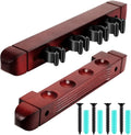 2 Piece 4 Pool Cues Wood Wall Rack with Clips Wall Mounted Hardwood Billiard Pool Cue Rack Finish Hardwood Cue Sticks